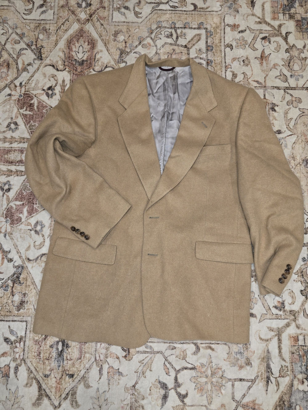 Vintage Hart Schaffner Marx Camel Wool Sport Coat Size 46R